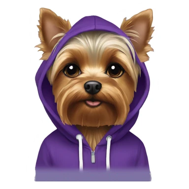 Yorkie in violet hoody sticker