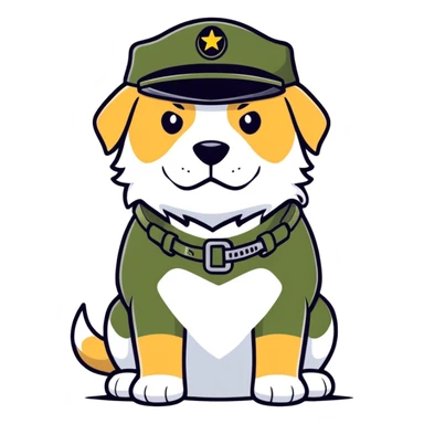 Beast waring army hat witch dog tags  sticker