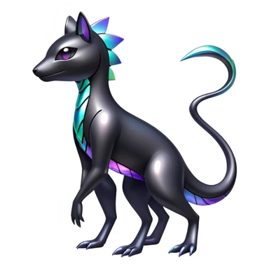 Modern futuristic Iridescent black dark fakemon-creature sticker