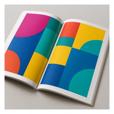 open magazine with colorful pages sticker