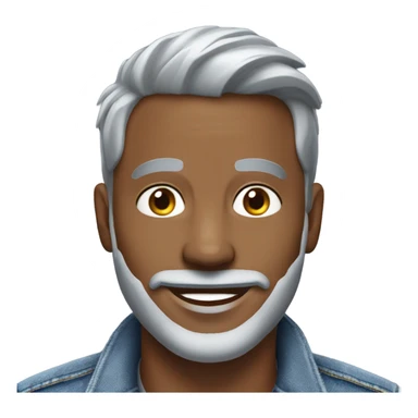 smiling man in denim jacket, silver fox, masculine looks, silver short goatee beard sticker