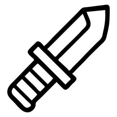 3D stylized knife icon, silver blade, elegant handle, black outline, bright red blood details, beautiful and impactful appearance sticker