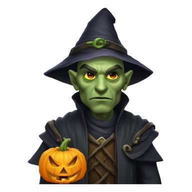 half-orc male wizard necromancer pumpkin sticker