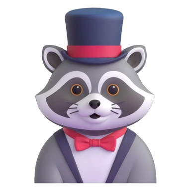 raccoon tipping top hat sticker