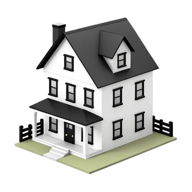white with black trim modern farmhouse 3d isometric dollhouse sticker