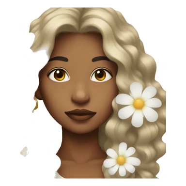Medium Hair Girl with big white flower earrings sticker