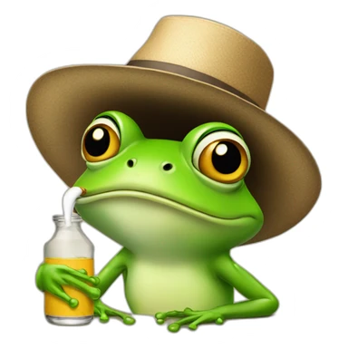 frog wearing a hat and drinking ciggarets sticker