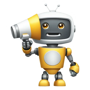 robot holding a megaphone sticker