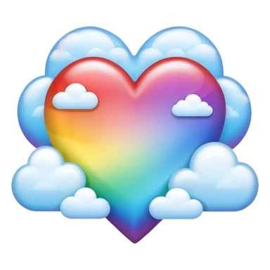 heart with rainbow gradient and clouds sticker