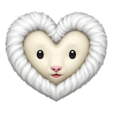 white fur heart, large locks of wool sticker