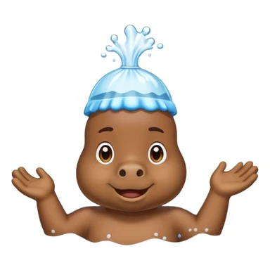 Hippoo who have shampoo on head and he is in water sticker