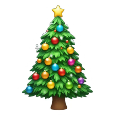 Christmas tree with colorful garland and some snow on the top sticker