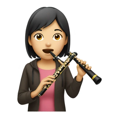 Asian girl playing recorder sticker