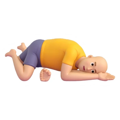 male in full prostrate position, lying face down with arms extended, 3D emoji style, 80% realistic sticker