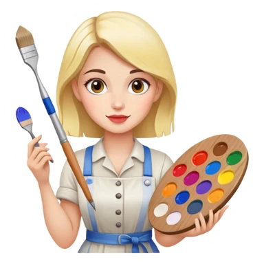 Female painter artist with palette sticker