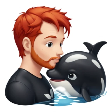 Red head male kissing orca sticker