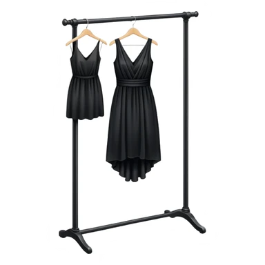clothing rack with a single elegant black dress hanging sticker