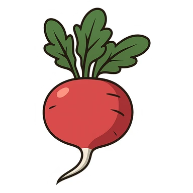 Make the background fully transparent while preserving the style and details of the radish. sticker