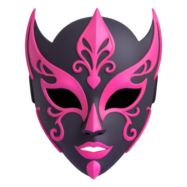 minimal 3D gothic mask with pink accent, simple and mysterious sticker