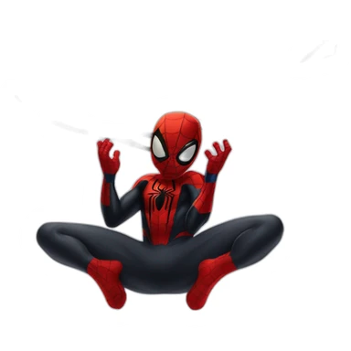 Spiderman Miles morales doing a meditation upside down hanging from a web sticker