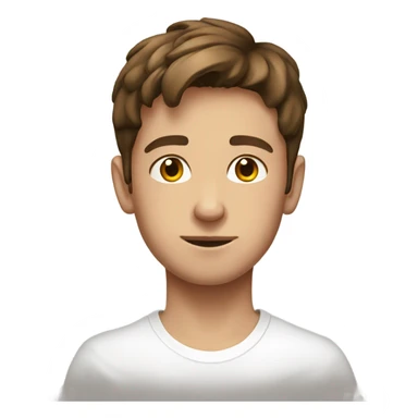 brown haired boy portrait with white t shirt  sticker