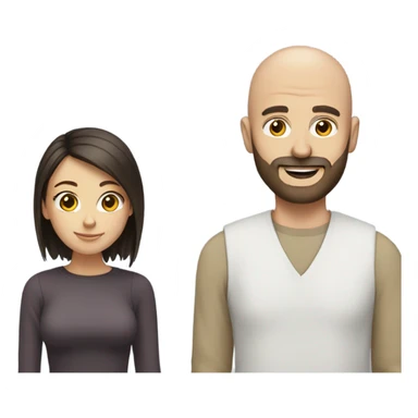Bald man with beard and brunette girl  sticker