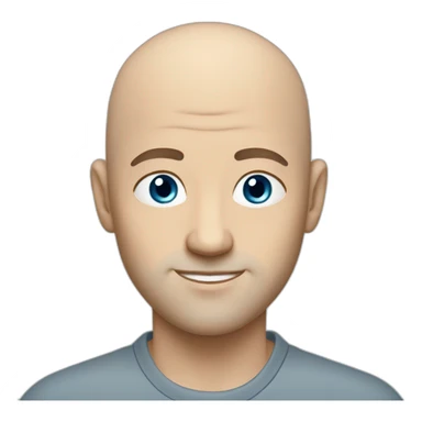 thin bald guy in casual clothes with grey-blue eyes broadcasting sticker