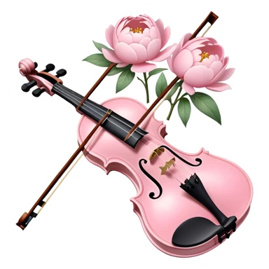 soft pastel pink roamin romantic violin with peonies and glitter sticker