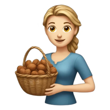White girl with basket of walnuts sticker