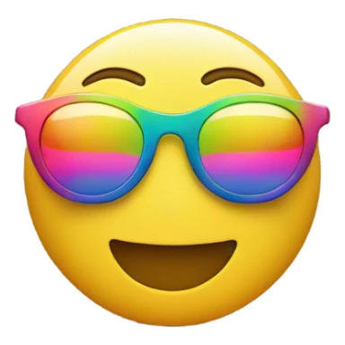 yellow, circle, smile, wearing colorful sunglasses sticker