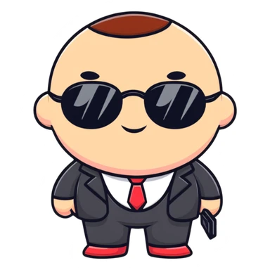 cute round mafia boss with rosy cheeks and tiny sunglasses sticker