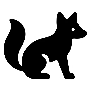 fox, solid black filled icon, bold shape, no color sticker