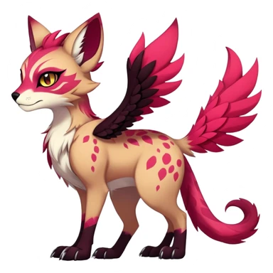 Vibrant dark edgy badass cool Falvie-Fionbri-creature-fursona, full body, with random markings sticker