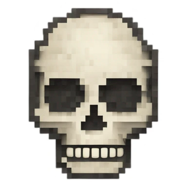 a pixelated skull sticker