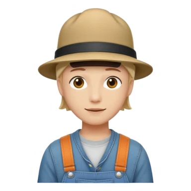 worker 1950 flat hat and overalls sticker