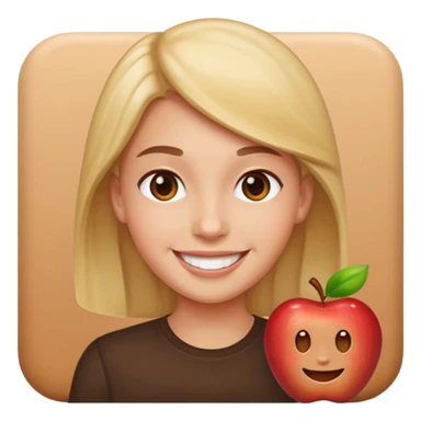 portrait of a person inspired by the reference image, smiling expression, simple background, apple emoji style sticker