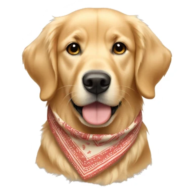 Beige golden retriever face wearing a bandana sticker