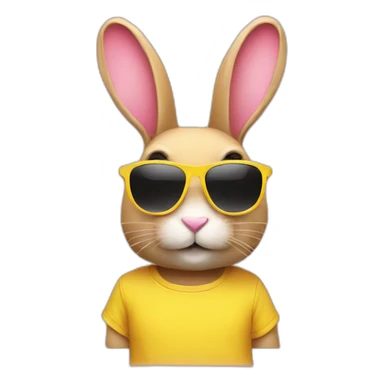 pink+rabbit wearing sunglasses and yellow+teeshirt sticker