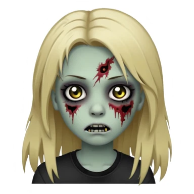 girl zombie with long dark blonde hair black eyes emo sticker