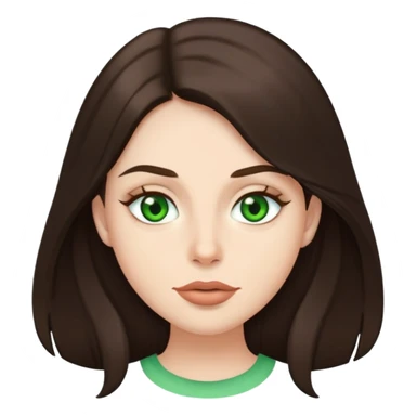 Me with long dark brown hair green eyes and thin top lip and big bottom lip sticker