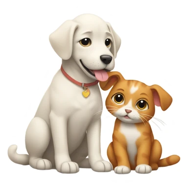 Dog hugging cat sticker