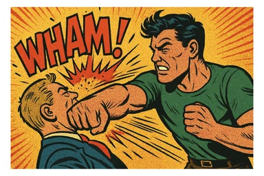 a dynamic punch with comic effects, old school comic book style sticker