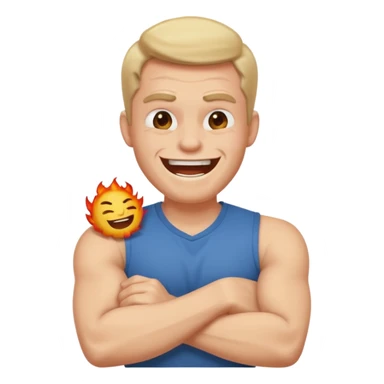 Arms crossed around angry laughing guy sticker