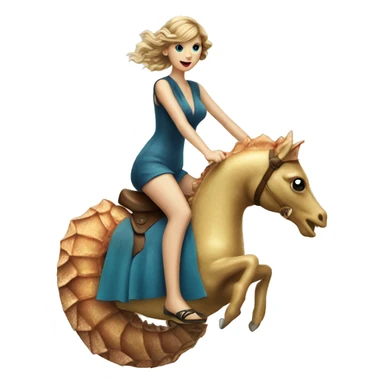 Taylor swift riding a seahorse  sticker