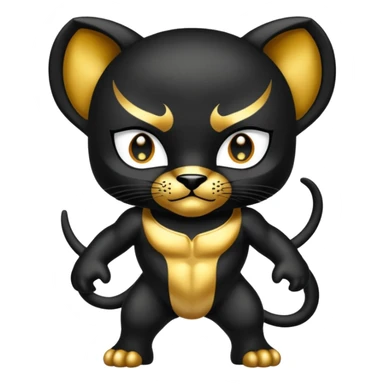 Pantera negra de cuerpo entero con la v super pequeña en la frente de color dorado sticker