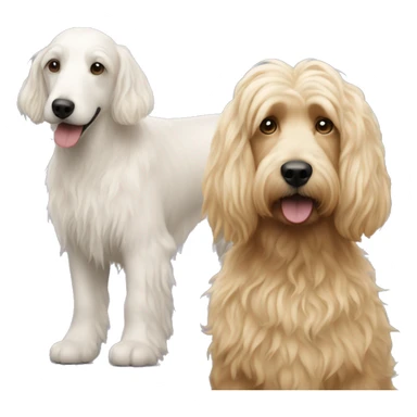 white woman with long blonde hair alongside a bernadoodle dog  sticker