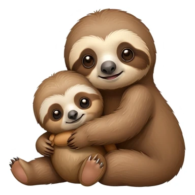 Baby sloth hugging a teddy bear sticker