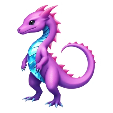 Iridescent crystalic Shiny pastel Salandit-Aurorus-Salazzle-Dragonair-Fakémon-hybrid-creature (full body)  sticker