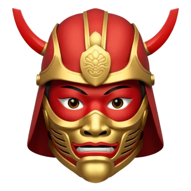 Samurai with red and gold armor and they have a detailed mask covering their mouth but only covering their nose and down sticker