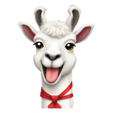 White smiling lama wearing red bow sticker